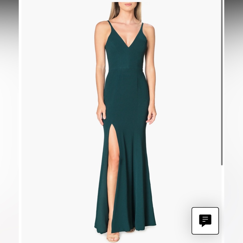 Dress the Population Iris Slit Crepe Gown Color New Pine Women's Size La…